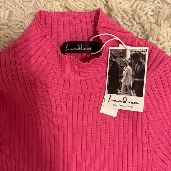 Pink Ribbed Midi Dress - Picture 2 of 2